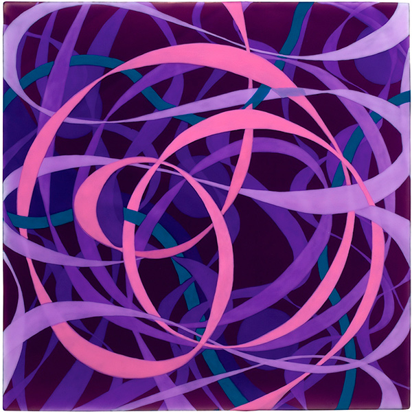 Ribbons: Violet, Pink; 2011; acrylic on wood panel; 12 x 12 in.