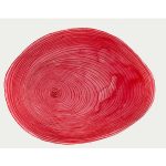 red spiral on light beige background