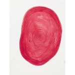 red spiral on light beige background